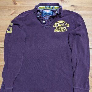 Superdry the classic polo mens long sleeve size 2XL burgundy superdry sportswear